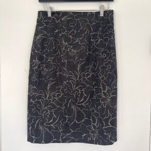 Elie Tahari $298 Madison Black Floral 100% Wool Pencil Skirt Women's Size‎ 10